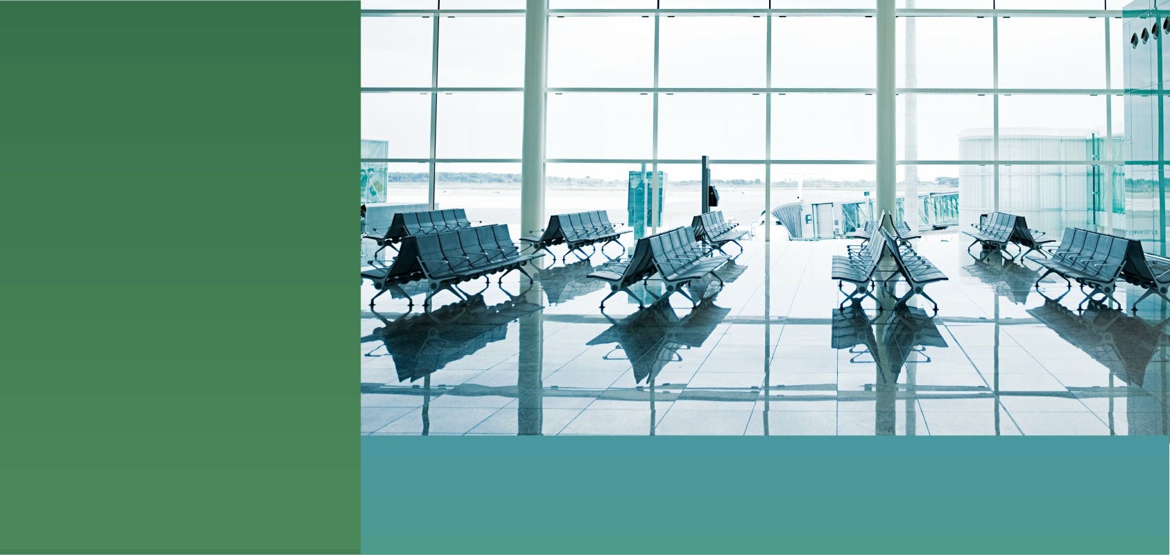 Empty airport gate waiting area