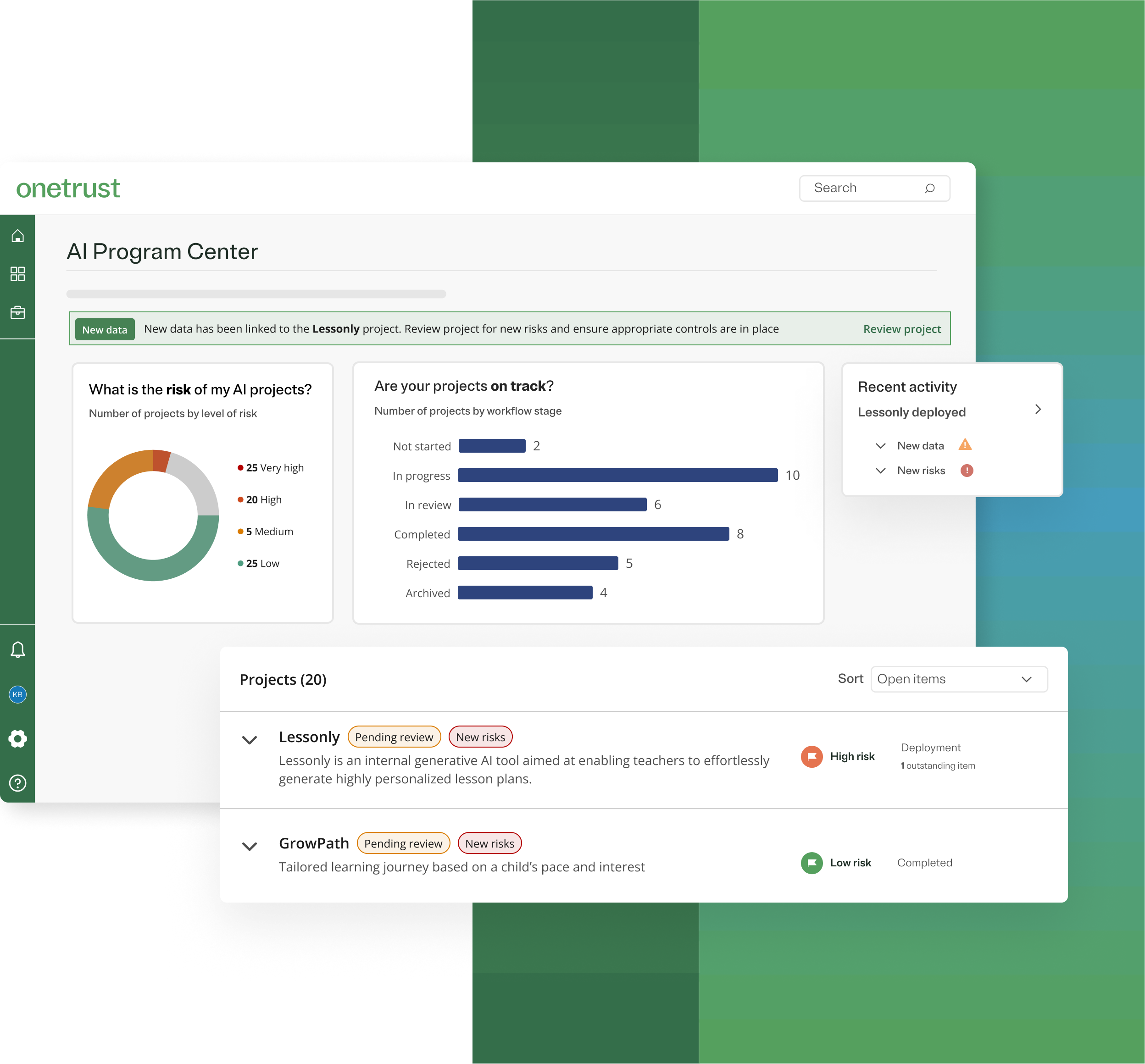 AI program center screen