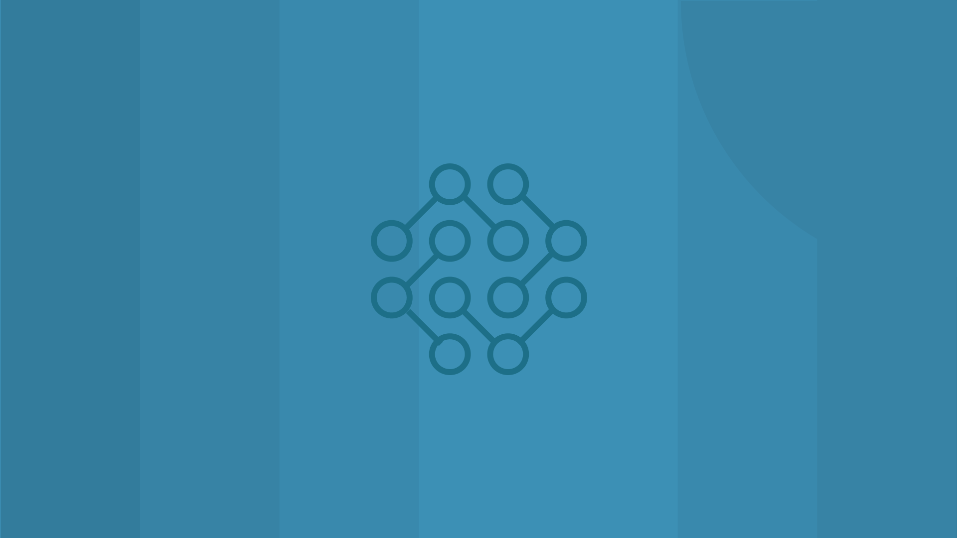 Molecule icon on a light blue geometric background